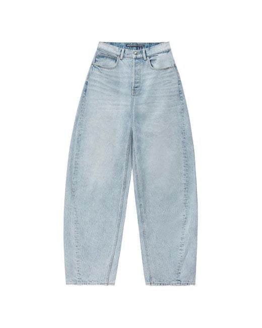 Alexander Wang Blue Crystal-Logo Oversized Jeans