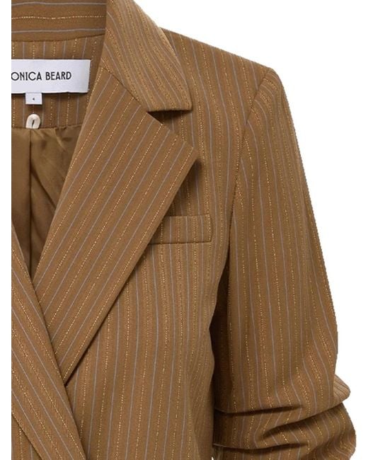 Veronica Beard Brown Rupert Striped Double-Breasted Jacket