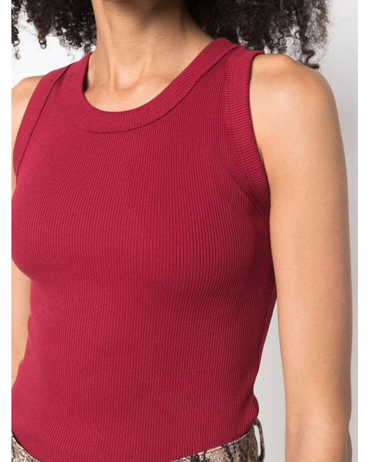 Styland Geribbelde Tanktop in het Red
