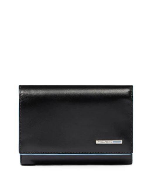 Piquadro Black Logo-Plaque Leather Wallet