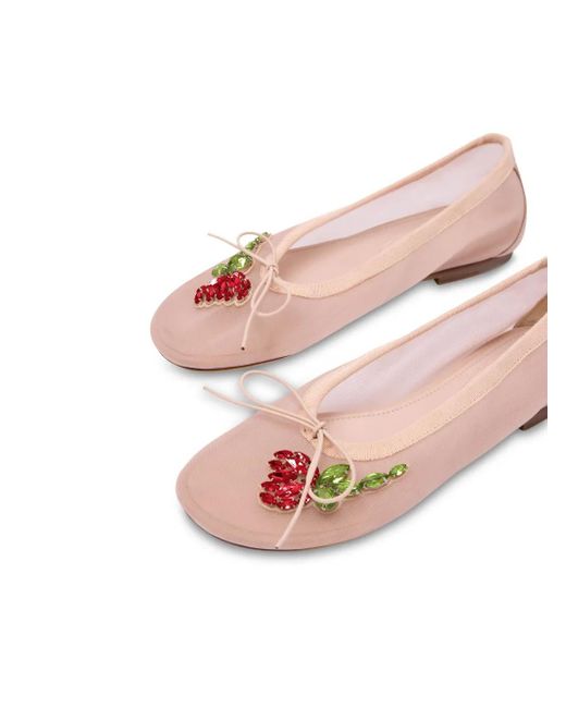Simone Rocha Pink Crystal-Embellished Mesh Ballet Flats