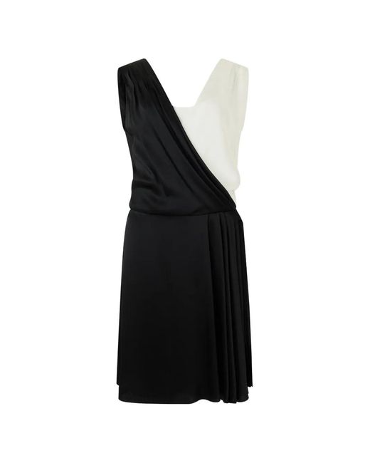 Alberta Ferretti Black Two-Tone Draped Mini Dress