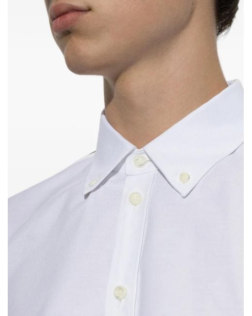 DSquared² White Embroidered-Logo Button-Down Shirt for men