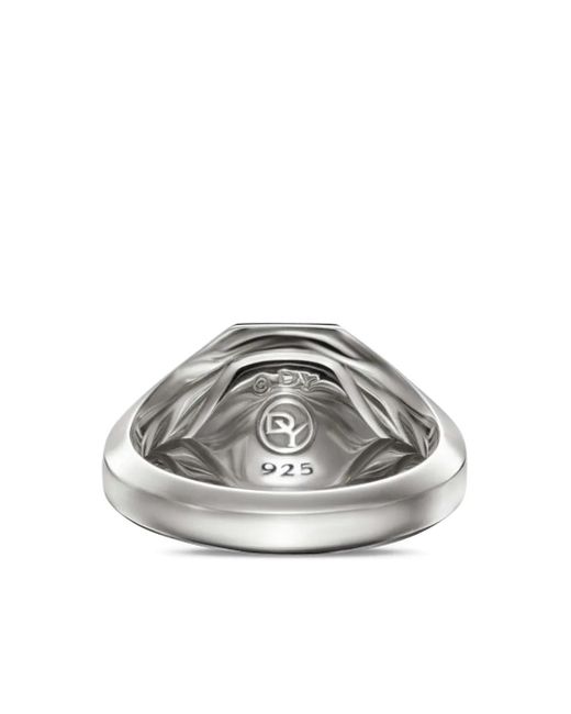 David Yurman Gray Sterling Streamline Diamond Signet Ring (14Mm) for men