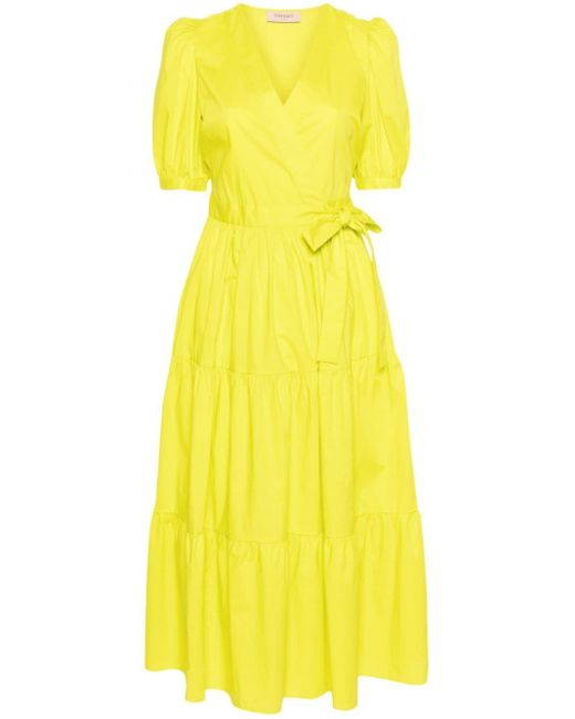 Twin Set Yellow Poplin Midi Dress