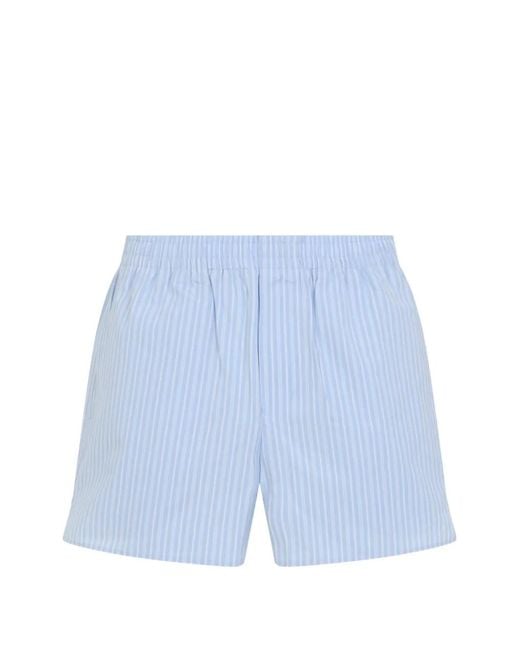 AMI Blue Striped Cotton Shorts for men