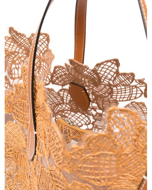 Ermanno Scervino Floral-Lace Tote Bag in Brown | Lyst