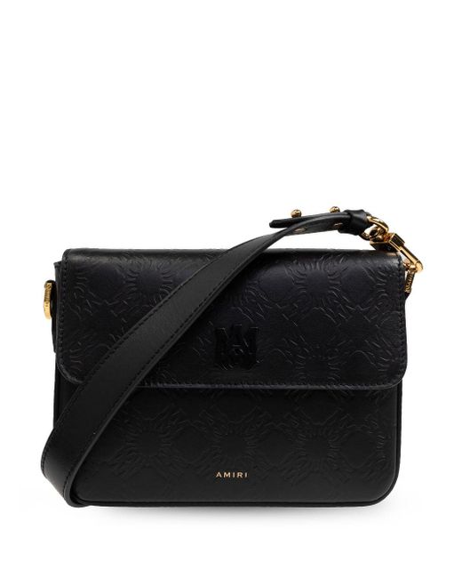 Amiri Black Textured Leather Crossbody Bag for men