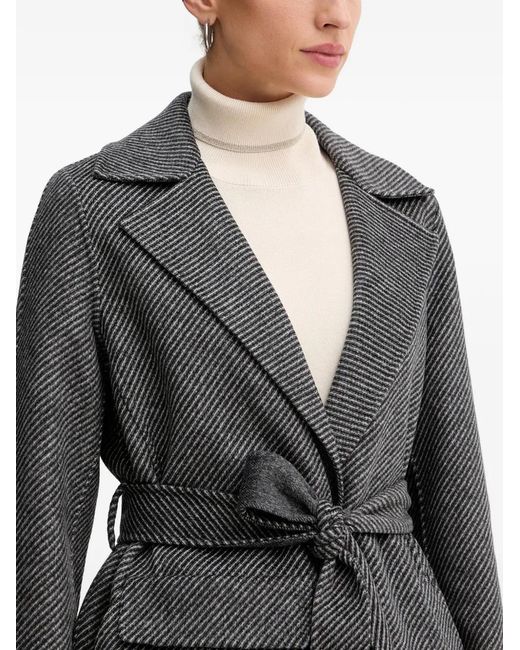 ARMANI EXCHANGE Gray Caban Herringbone Belted Coat