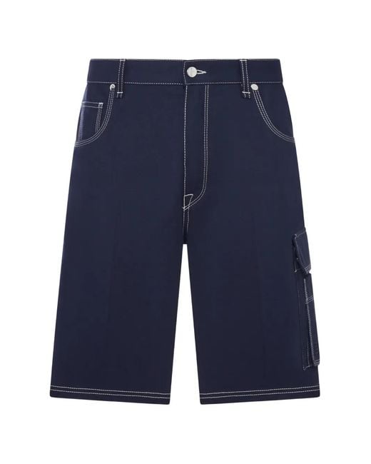 Fendi Blue Contrast-Stitch Cargo Shorts for men