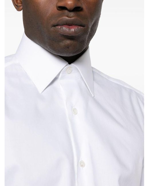 Brioni White Plain Cotton Shirt for men