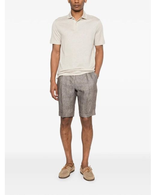 Barba Napoli Gray Drawstring Pleated Shorts for men