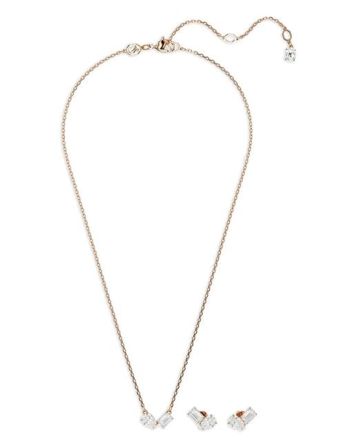 Swarovski White Mesmera Pear-Cut Emerald-Cut Necklace Set