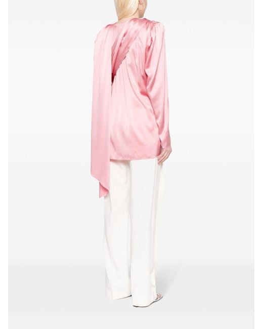 Blusa drapeada de manga larga Magda Butrym de color Pink