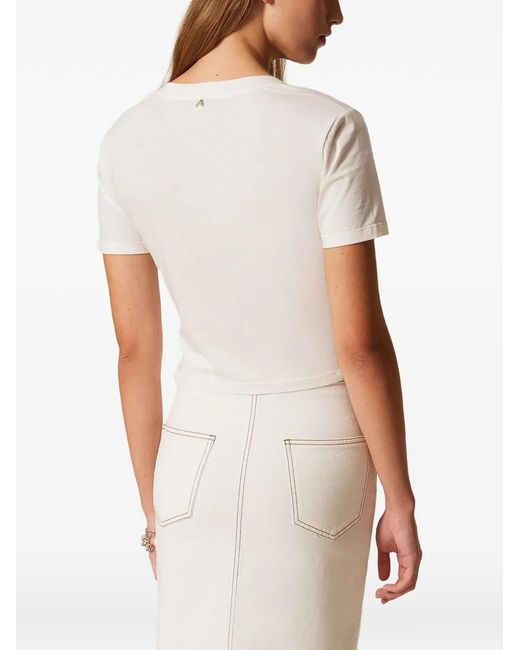 Twinset White Organic Cotton Bull Skirt