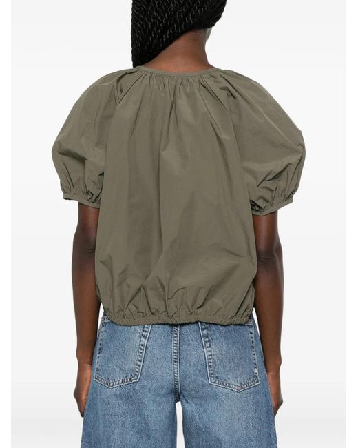 PT Torino Gray Blouse Froncée Teresa À Manches Bouffantes