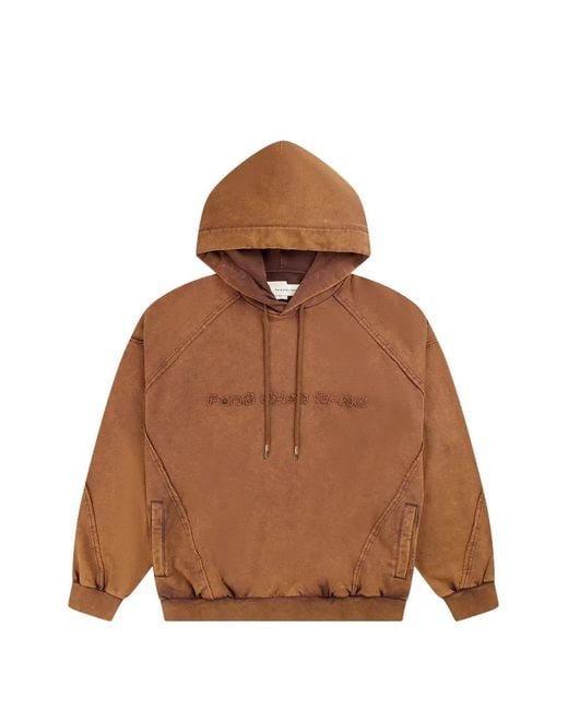 Feng Chen Wang Brown Washed-Effect Logo-Embroidered Hoodie for men