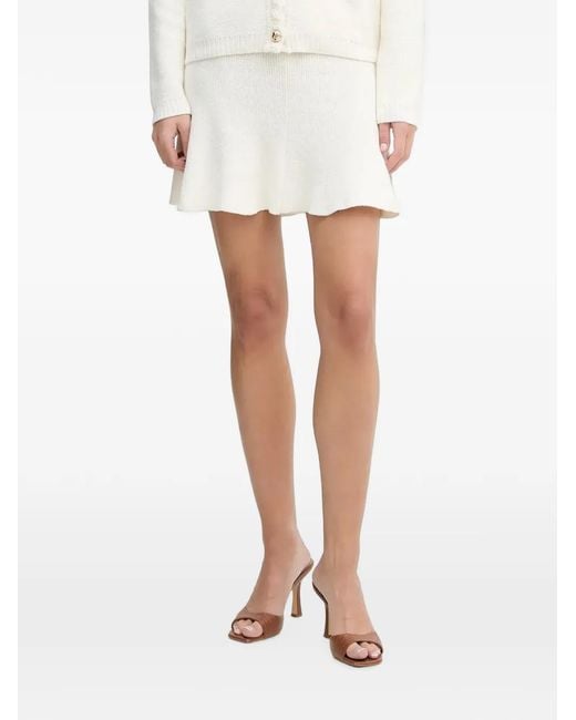 Silvian Heach White Knitted Ruffled Mini Skirt