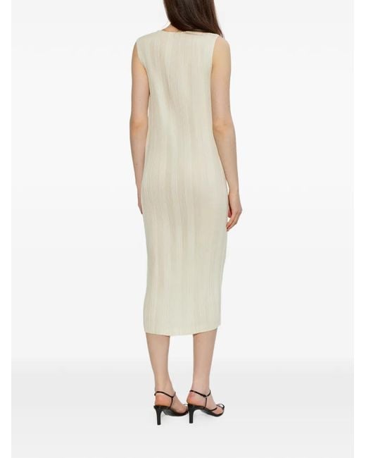 Issey Miyake White Sleeveless Pleated Dress