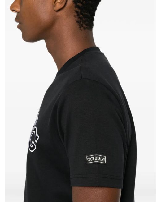 Iceberg Black Logo-Patch T-Shirt for men