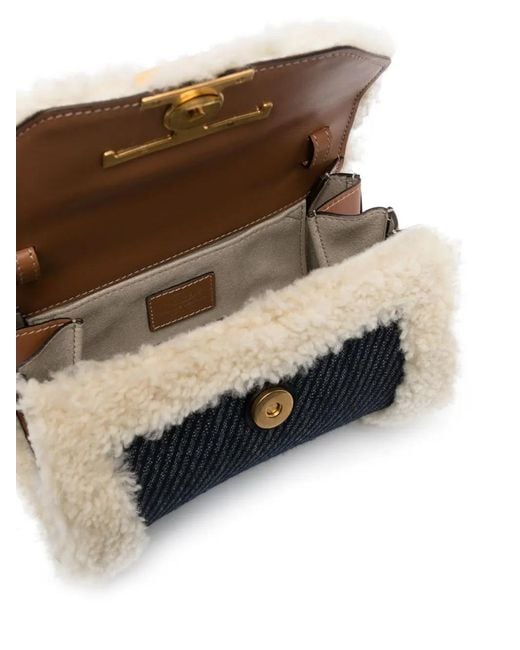 Tod's Blue Shearling Denim Mini Bag