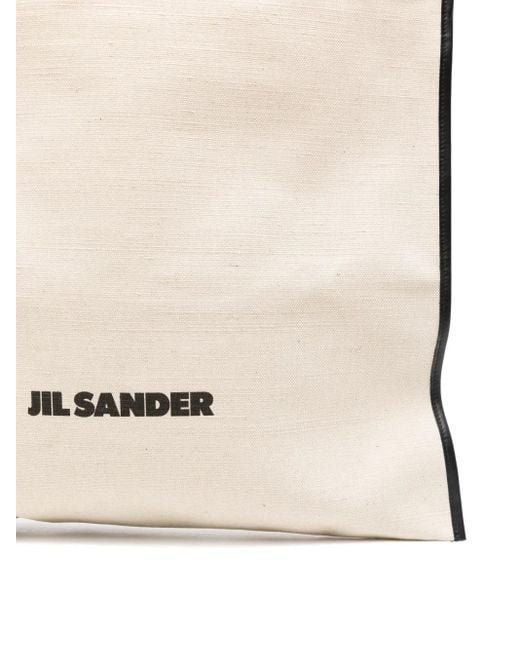 Jil Sander Natural Logo-Print Tote Bag