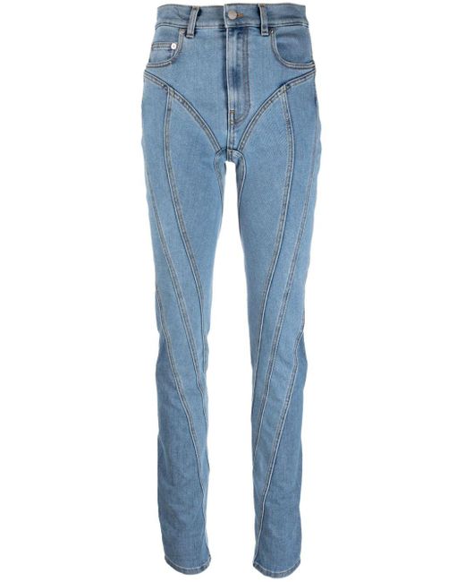 Mugler Blue Spiral Skinny Jeans