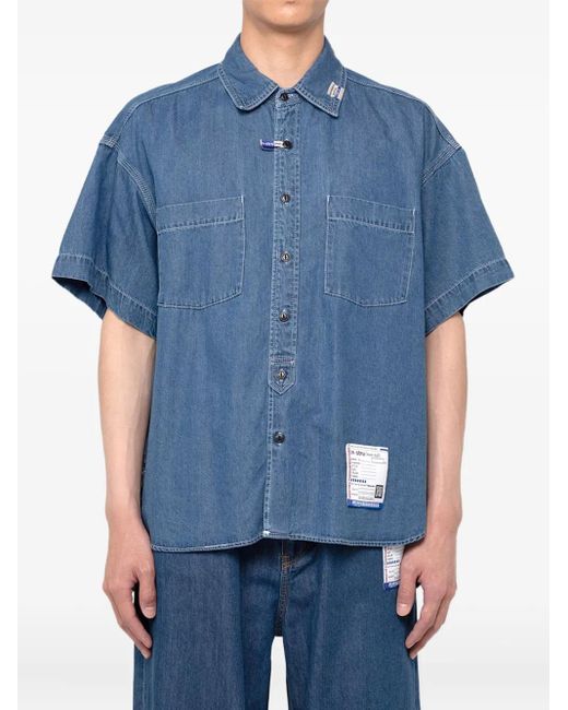 in・stru(men-tal) Blue Logo-Patch Denim Shirt for men