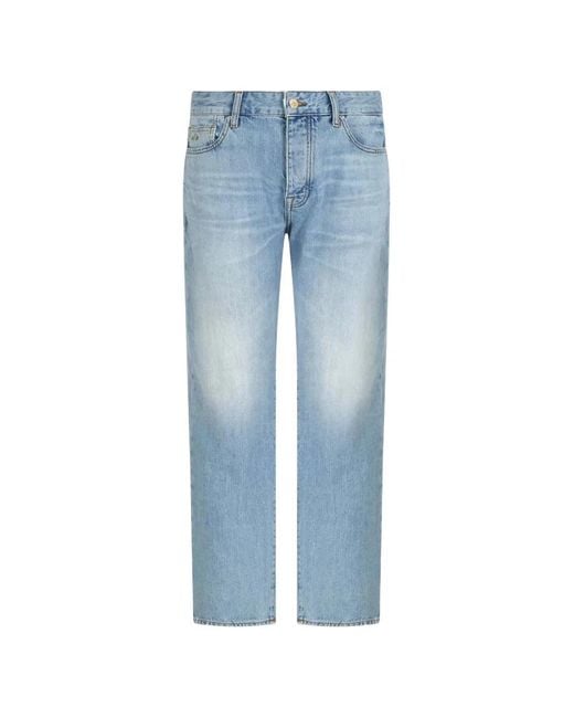 ARMANI EXCHANGE Blue Faded-Effect Five-Pocket Jeans for men