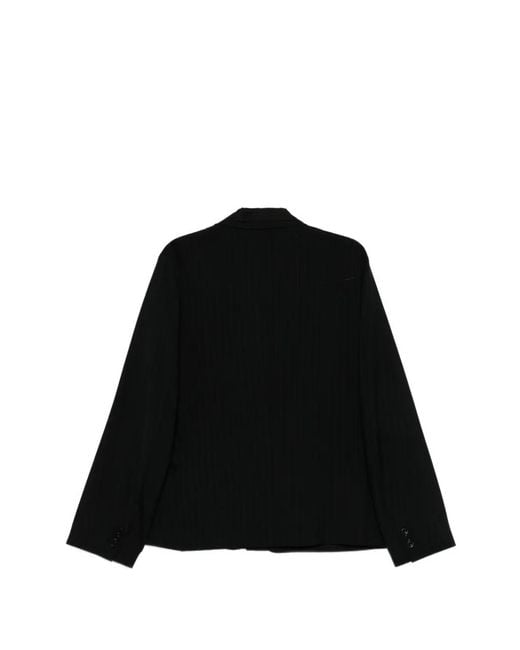 Sacai Black Veste Boutonnée À Fines Rayures for men
