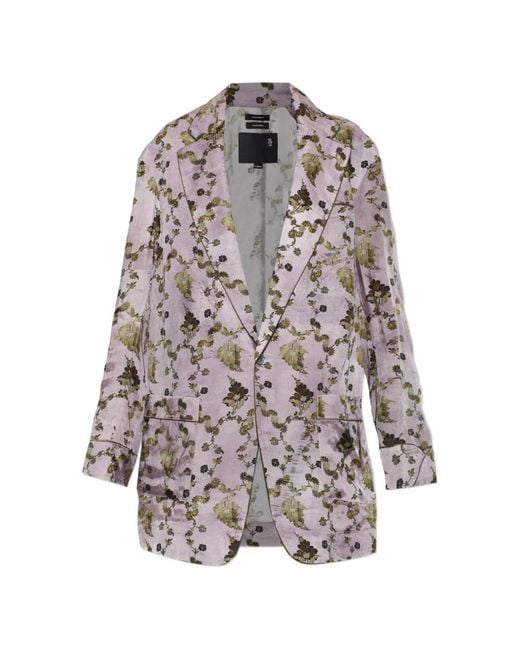 R13 White Floral-Motif Blazer