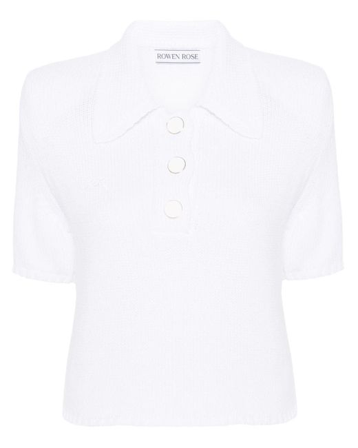 ROWEN ROSE White Logo-embroidered Polo Shirt