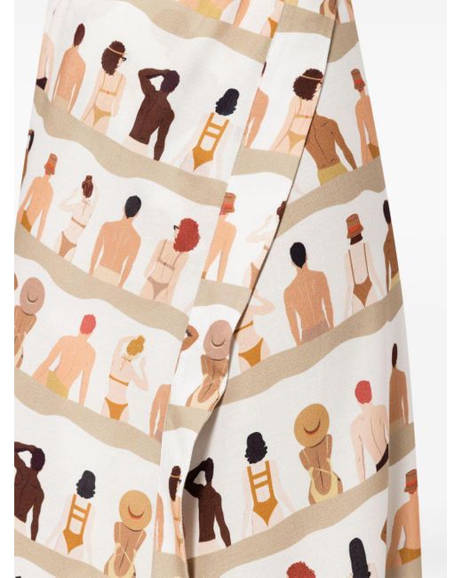 Amir Slama White Graphic-print Wrap Midi Skirt