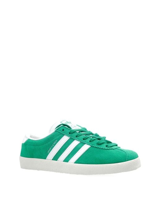 Adidas Green Three-Stripe Suede Sneakers