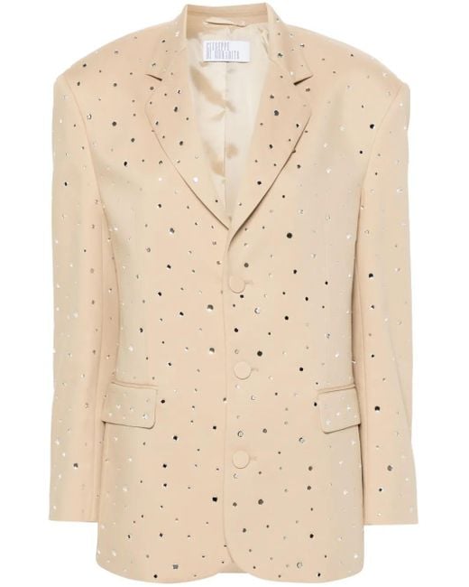 GIUSEPPE DI MORABITO Natural Rhinestone-Embellished Single-Breasted Blazer