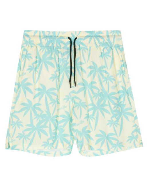 Mauna Kea Blue Palm Tree-print Drawstring Shorts for men
