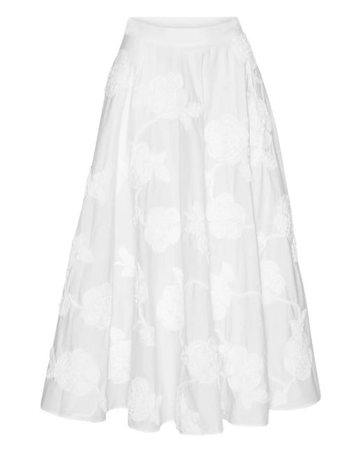 Gonna Midi Con Ricamo Flroeale di ROTATE BIRGER CHRISTENSEN in White