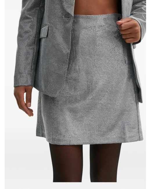 Pedro Del Hierro Madrid Gray Metallic-Finish Mini Skirt