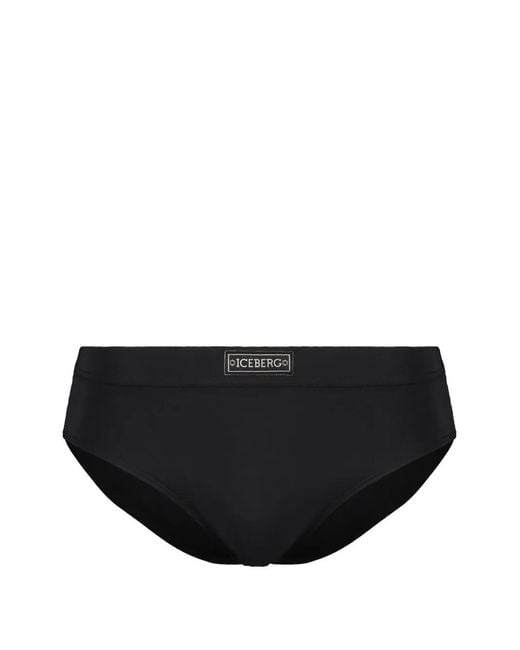 Iceberg Black Logo-Patch Swim Briefs for men