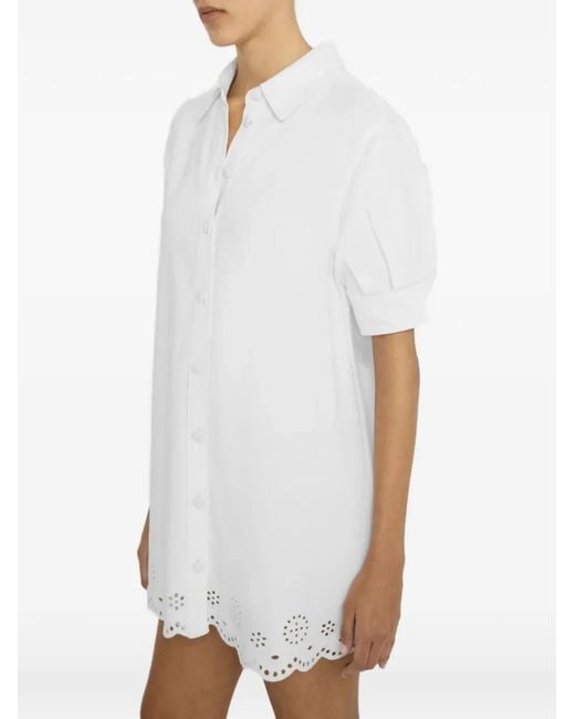 FRAME White Eyelet Play Billow-Sleeve Mini Dress