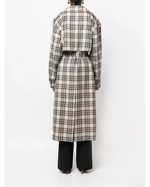 Sportmax Gray Check-Pattern Belted Coat