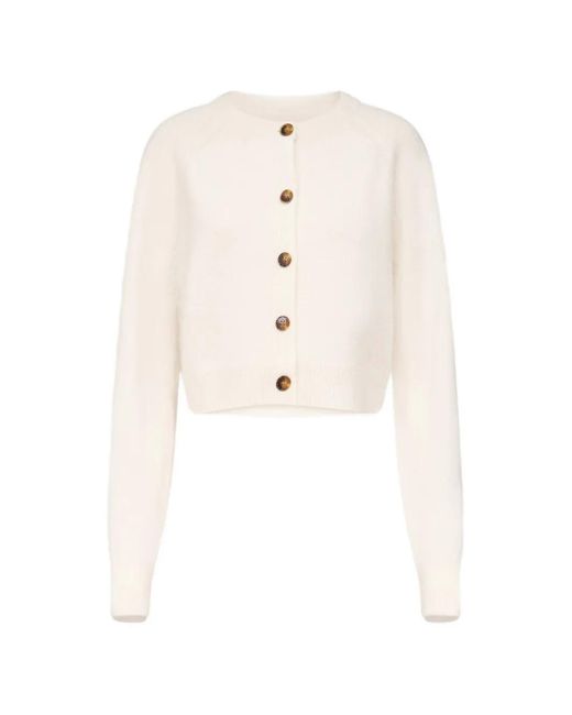 Loulou de Saison White Heike Cashmere Cardigan
