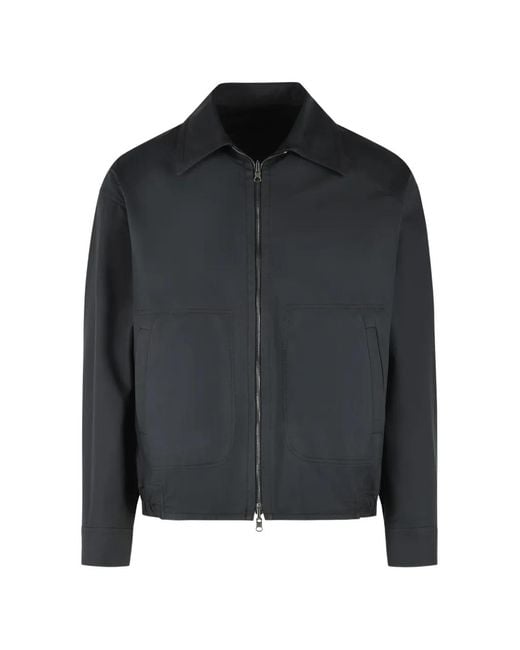 Salvatore Santoro Black Zip-Up Leather Jacket for men