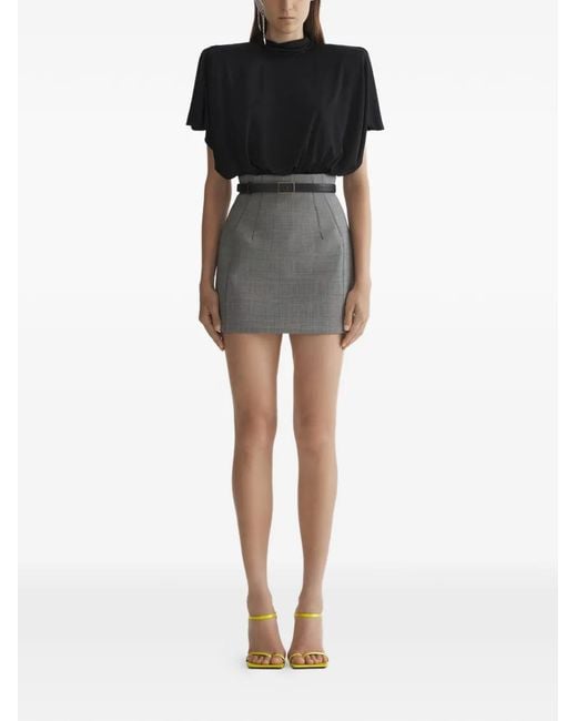 Mugler Gray Checked Mini Skirt