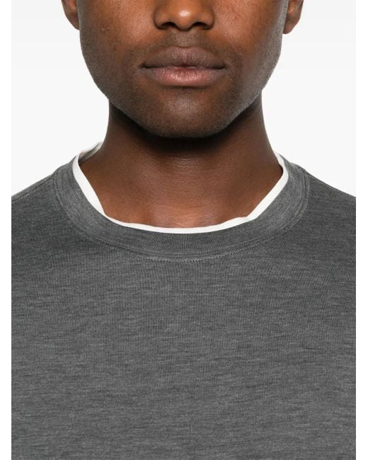 Brunello Cucinelli Gray Silk-Blend T-Shirt for men
