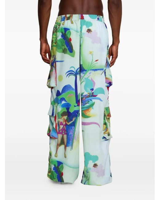 Amir Slama Blue Printed Trousers for men
