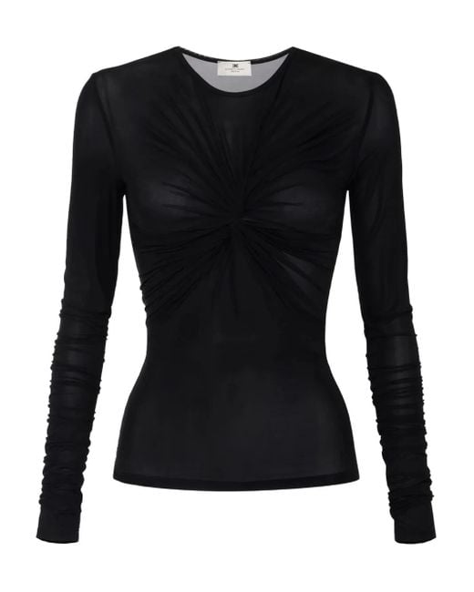 Elisabetta Franchi Black Oberteil mit langen Ärmeln