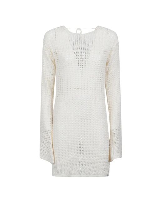 hinnominate White Open-Knit Mini Dress