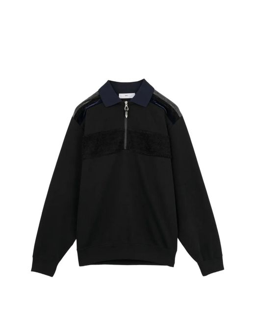Toga Black Quarter-Zip Panelled Sweater for men