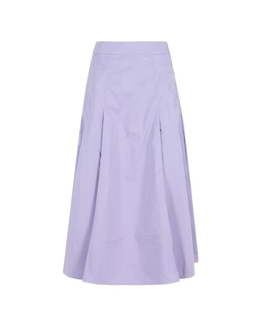 Essentiel Antwerp Purple Pleated A-Line Midi Skirt